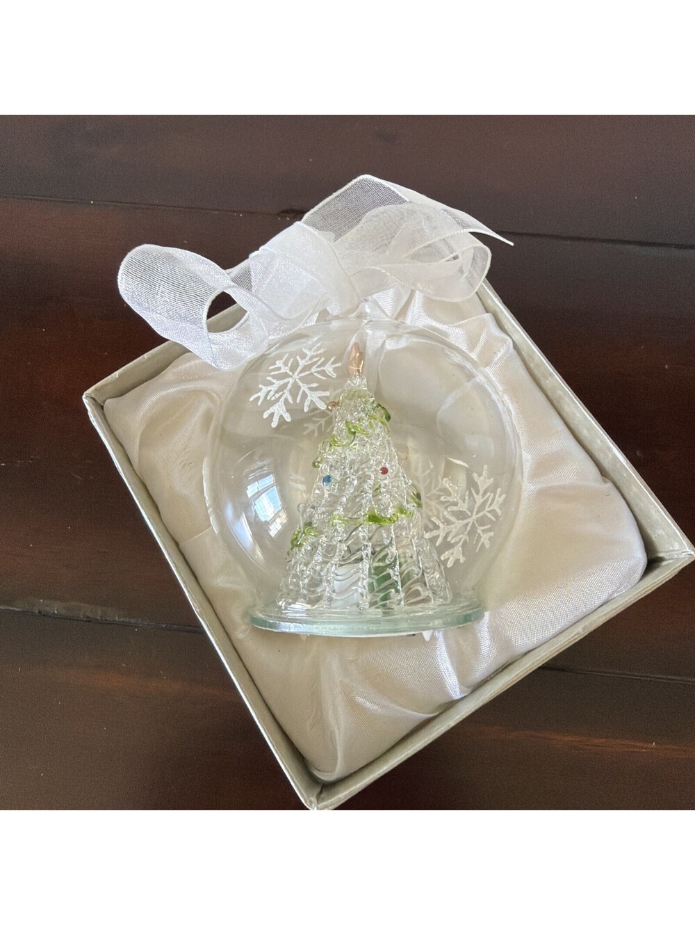 Christmas Tree Glass Globe Light Up Multicolor Ornament